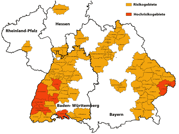 FSME Gebiete in Deutschland